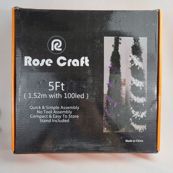 Ghosts Tinsel Halloween Collapsible Pull Up Pencil Tree - 5 Ft Tall - Picture 2 of 13